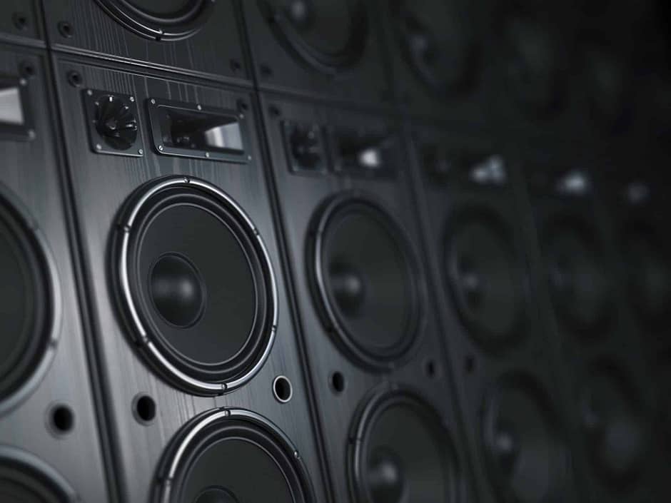Multimedia acoustic sound speaker system. Music concept backgr